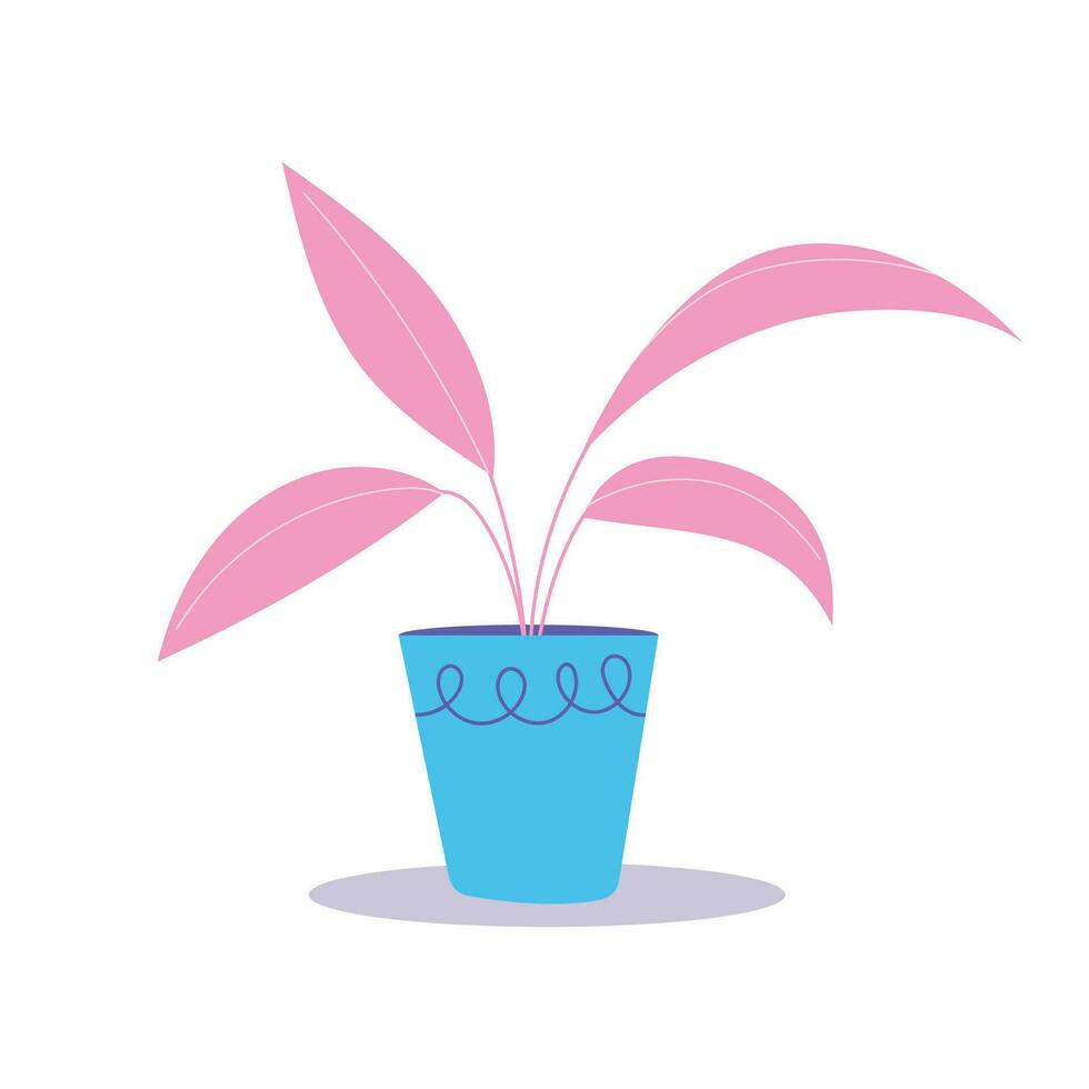 Vector pot plant flat illustration with pastel colors