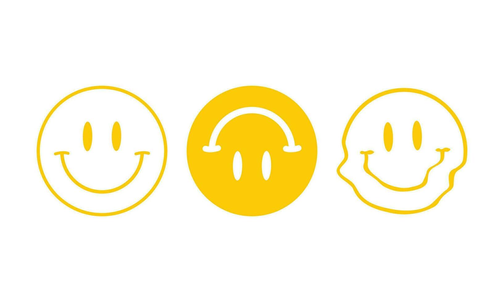 Vector distorted happy faces on white background