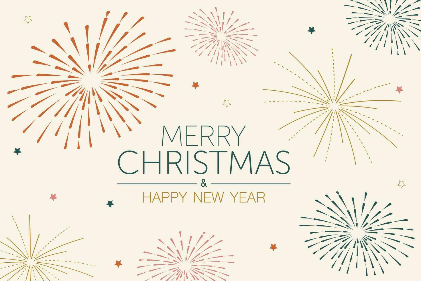 Merry Christmas and Happy New Year background in vintage retro style. The background is great for cards, brochures, flyers, and advertising poster templates. Vector illustration.