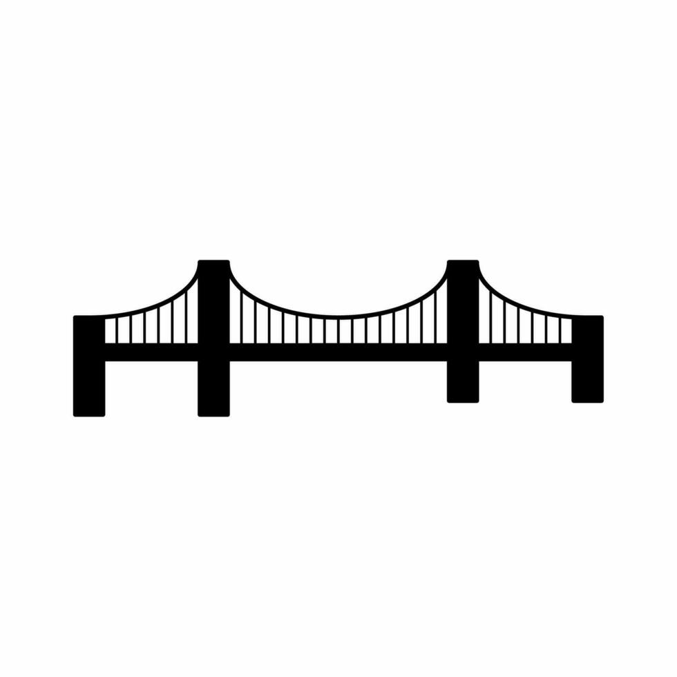 Suspension bridge silhouette vector. City bridge silhouette can be used as icon, symbol or sign. Bridge icon vector for design of architecture, highway or city