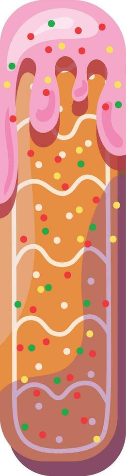 Alphabetical material in the form of gingerbread with icing with a fun atmosphere. Cheerful, multi-colored, glossy, children's alphabet. Colored letters. Vector illustration. Letter I