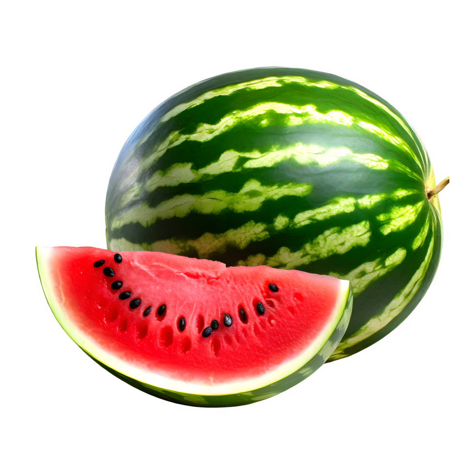 set fresh watermelon fruit and sliced on isolated transparent background png