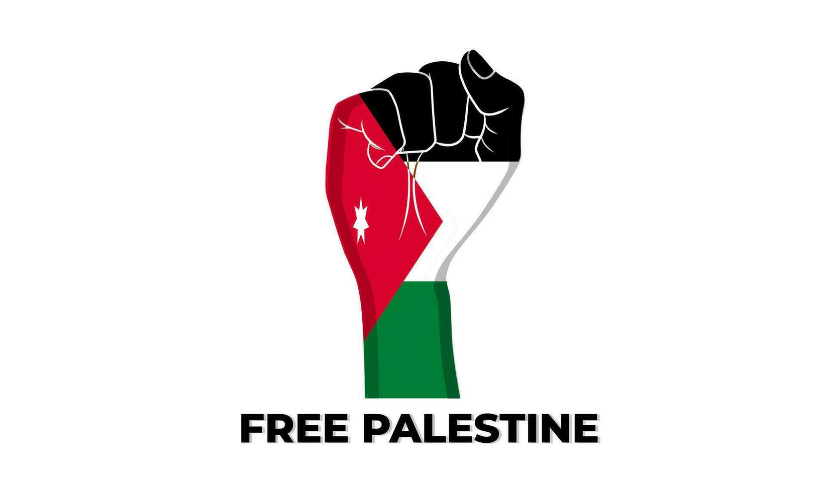 Free Palestine hand fist with the colors of Palestine flag, isolated on white background vector