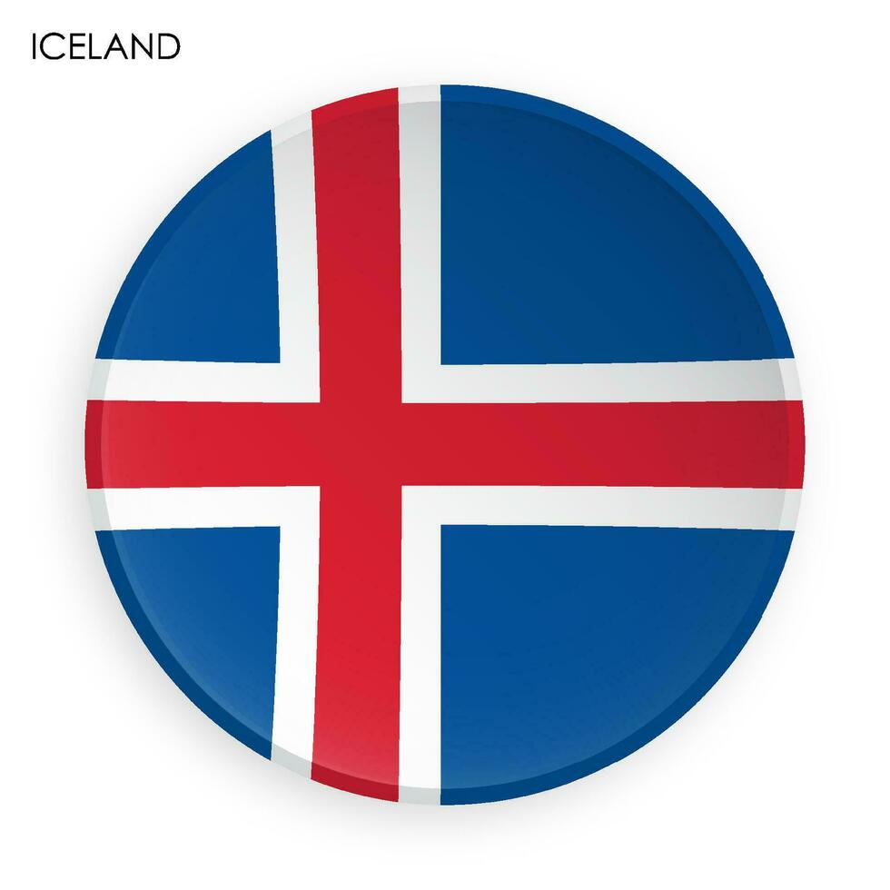 Iceland flag icon in modern neomorphism style. Button for mobile application or web. Vector on white background