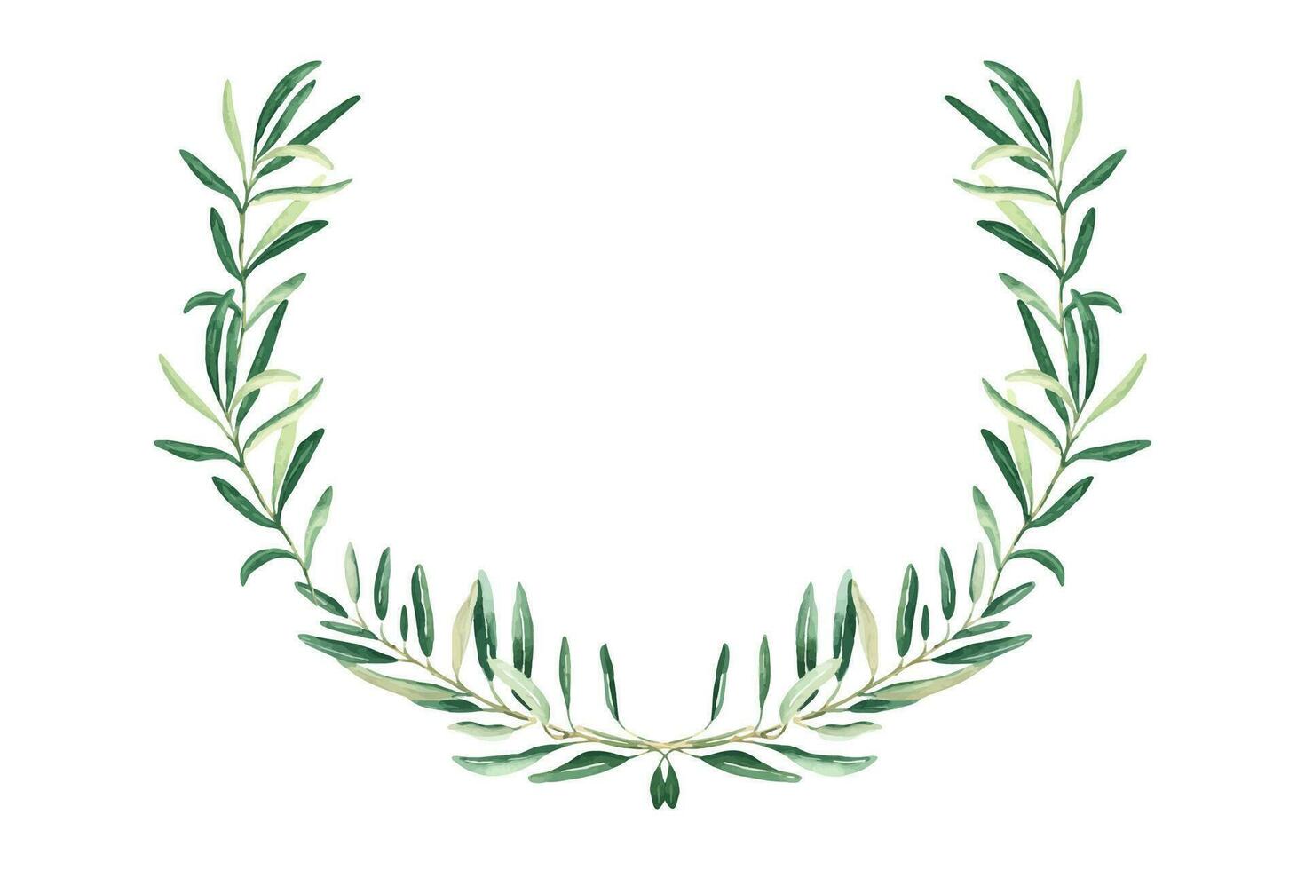 Watercolor olive wreath. Hand drawn botanical illustration of sports achievements, awards and success. Can be used for emblem and logos design. vector