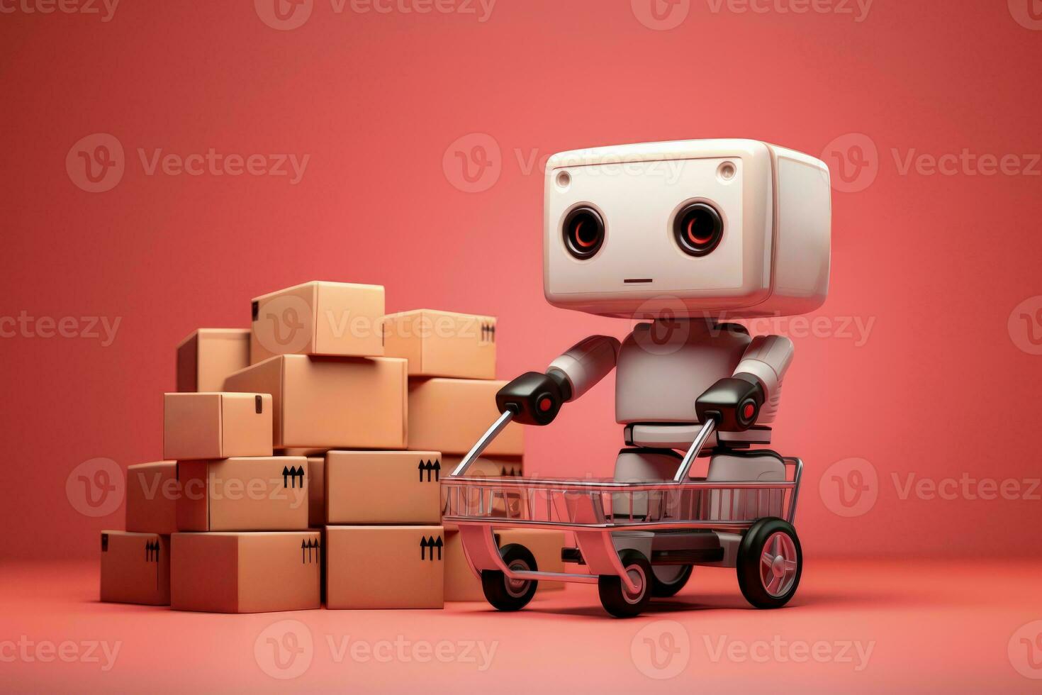 Robotics used in fast delivery services solid background with empty space for text photo