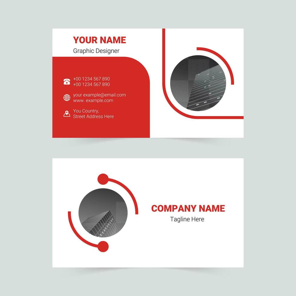 Red modern business card template vector