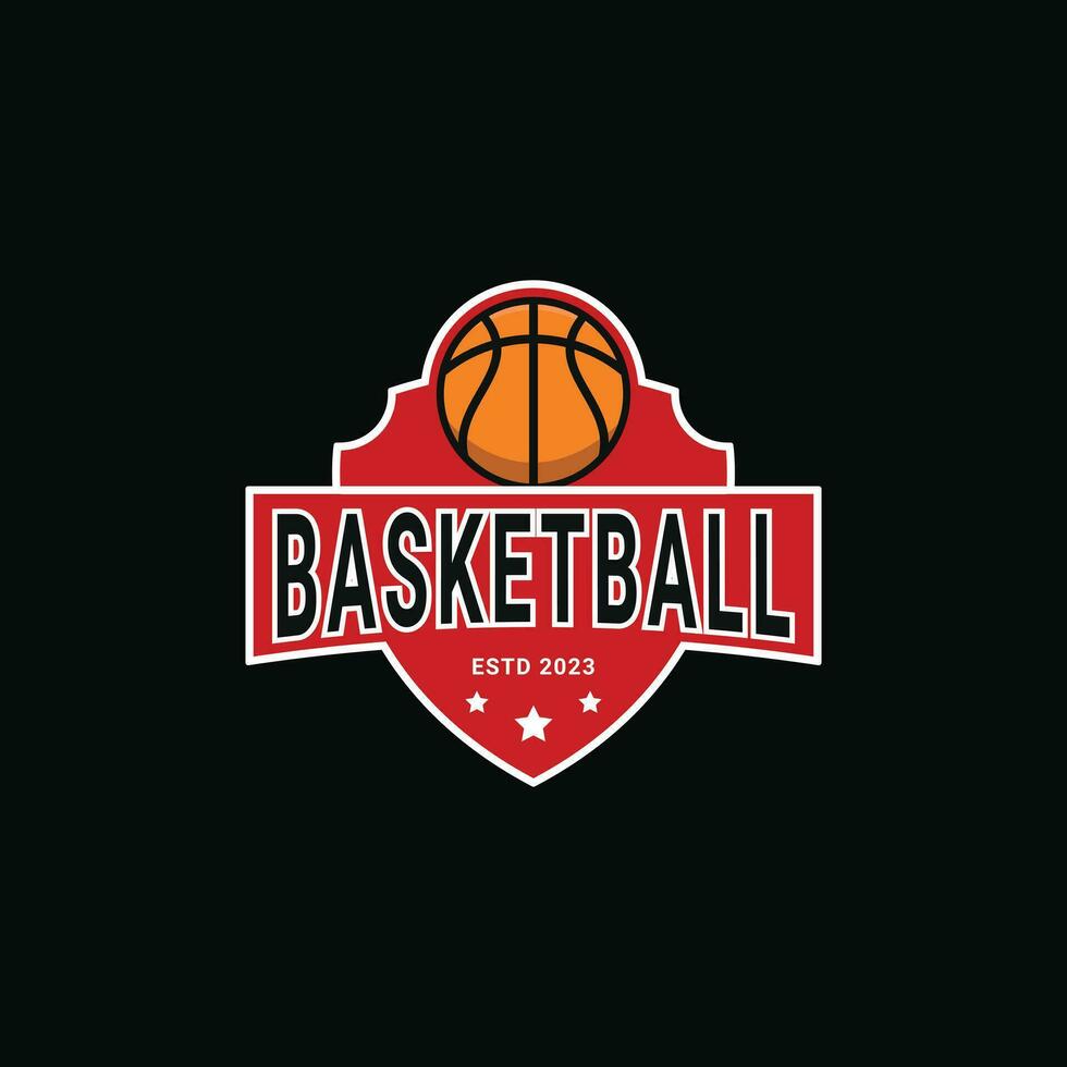 Basketball club logo design with ball. Basketball Sport badge logo design vector illustration