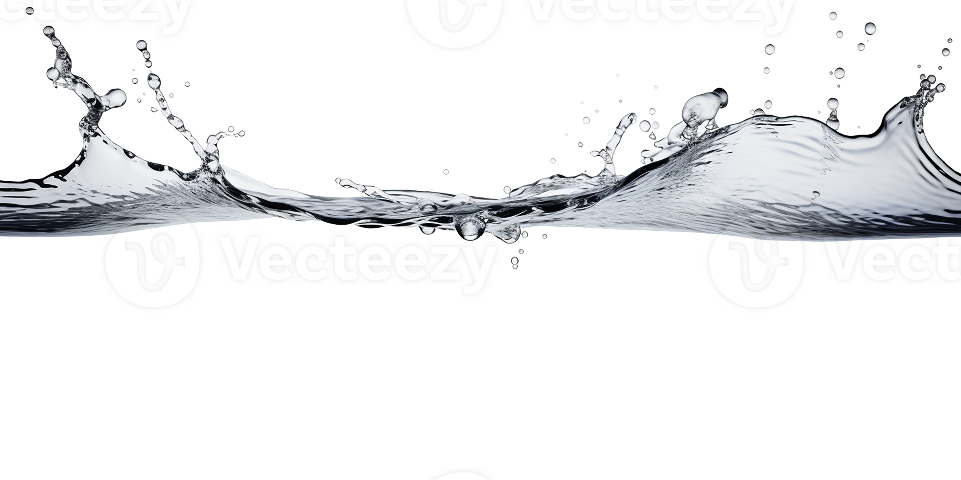 photorealistic image of a water splash. transparent splash of blue water with drops and splashes. AI generated png