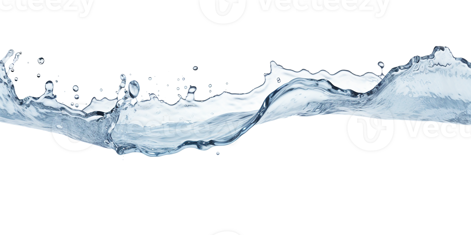 photorealistic image of a water splash. transparent splash of blue water with drops and splashes. AI generated png