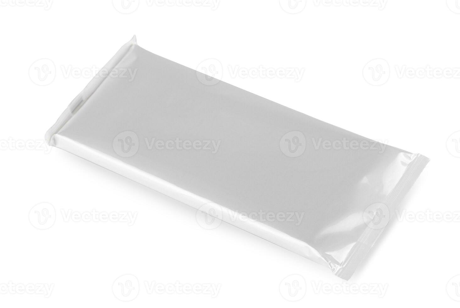 Blank paper chocolate package isolated on white photo