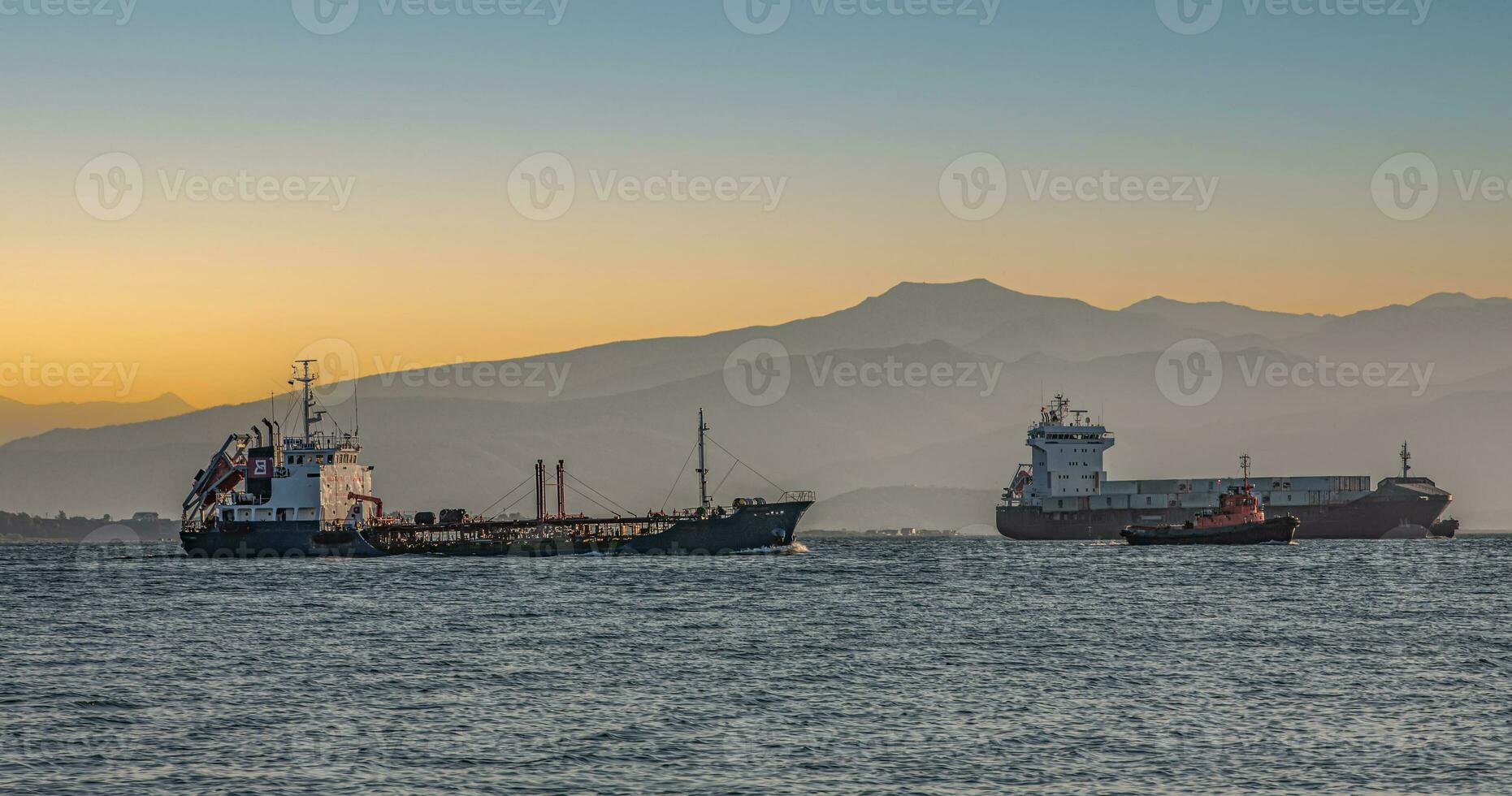 cargo ship on Kamchatka peninsula in Avacha bay photo