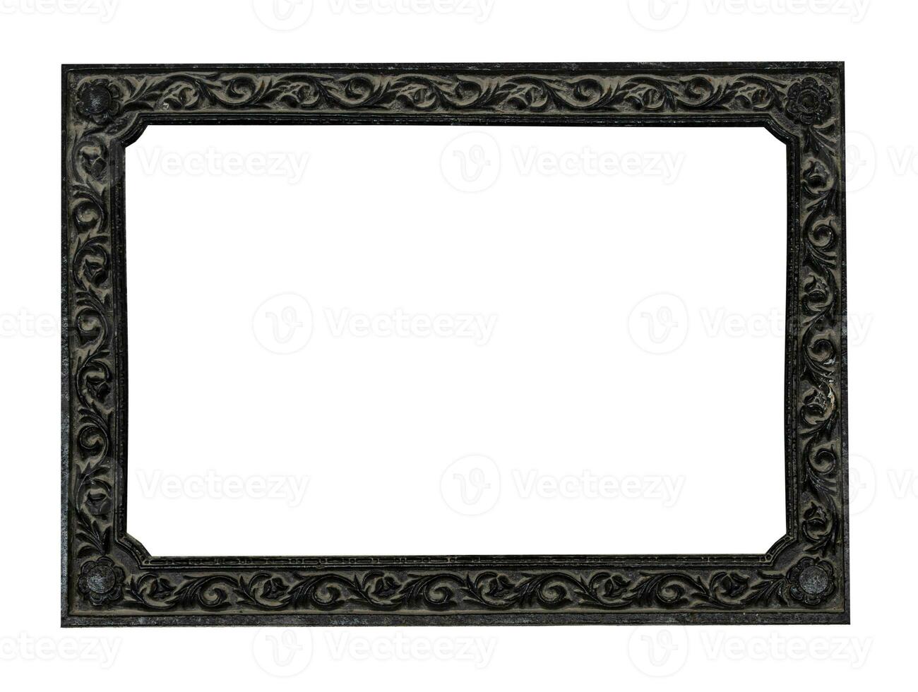 old black metal frame isolated on white background photo