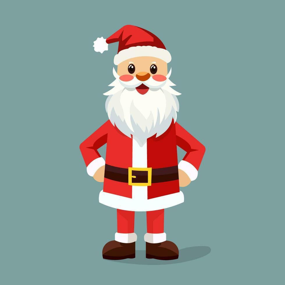 Santa Claus character. Merry Christmas and Happy New Year. Cartoon Christmas holiday character. Vector illustration