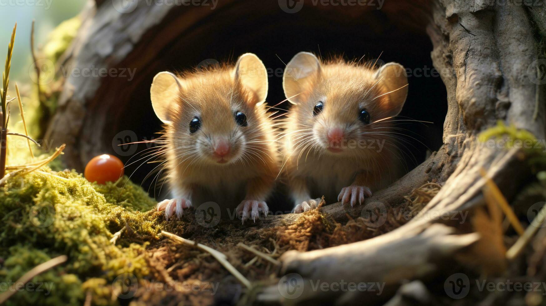 photo of heart-melting two Mouses with an emphasis on expression of love. Generative AI