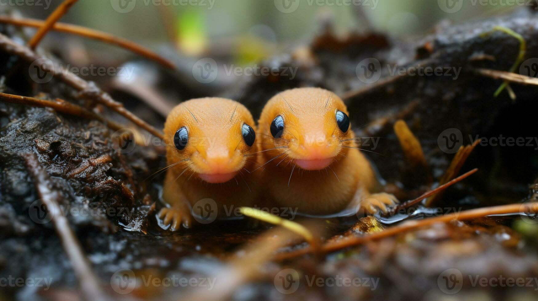 photo of heart-melting two Newts with an emphasis on expression of love. Generative AI