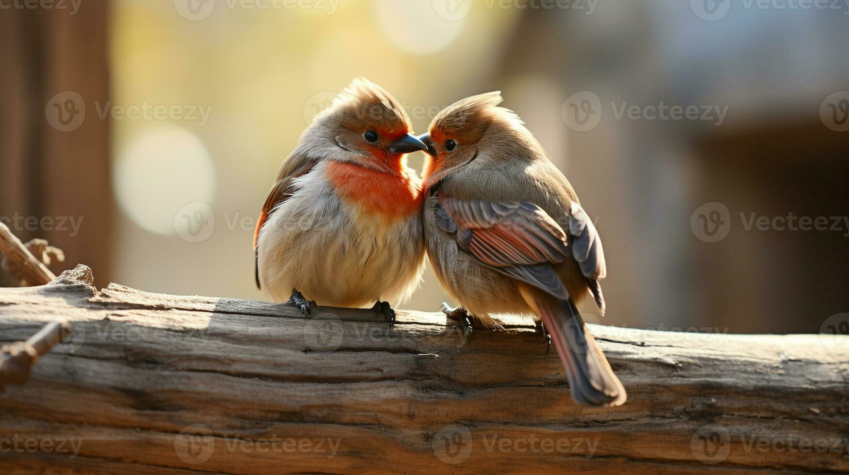 photo of heart-melting two Nightingales with an emphasis on expression of love. Generative AI
