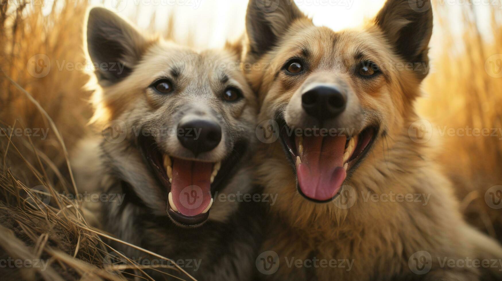 foto de conmovedor dos hienas con un énfasis en expresión de amor. generativo ai