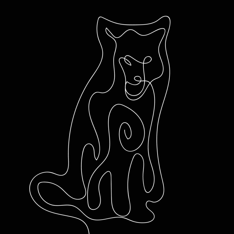 Vector Line Art Painting Animal with Black Background Design