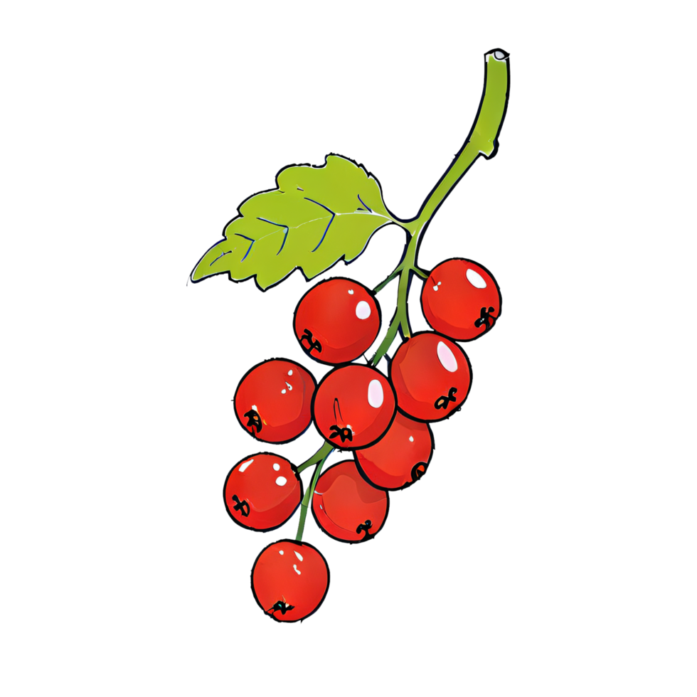 Red Cherries Branch Hand Drawn Cartoon Style Illustration AI Generated png