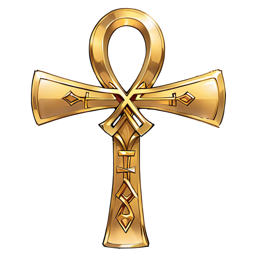 d'oro ankh di immortalità mano disegnato cartone animato stile illustrazione ai generato png