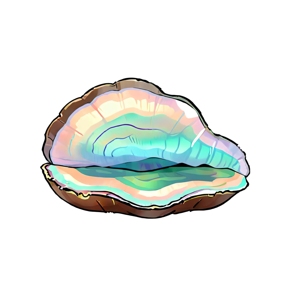 Colorful Open Seashell Hand Drawn Cartoon Style Illustration AI Generated png