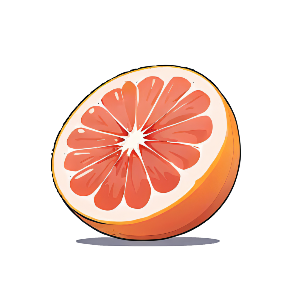 Open Grapefruit Hand Drawn Cartoon Style Illustration AI Generated png