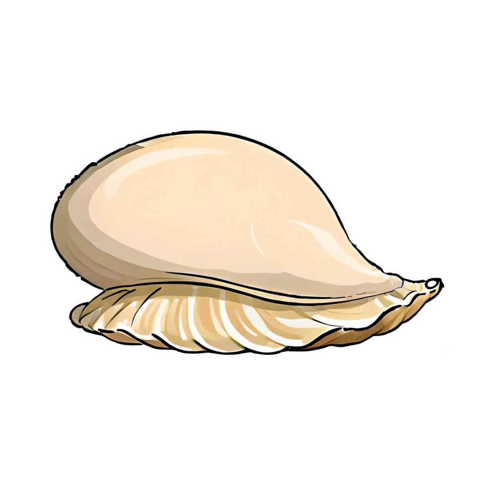 Clam Shell Hand Drawn Cartoon Style Illustration AI Generated png