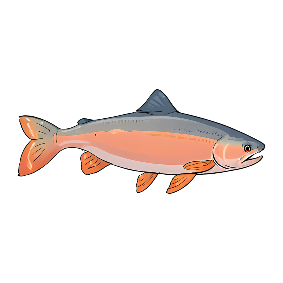 Arctic Char Fish Hand Drawn Cartoon Style Illustration AI Generated png
