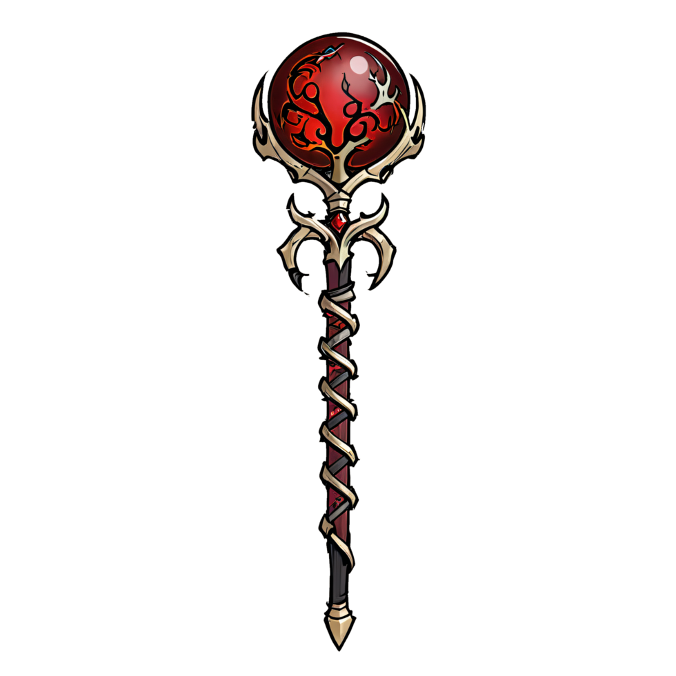 Mage Staff Hand Drawn Cartoon Style Illustration AI Generated png
