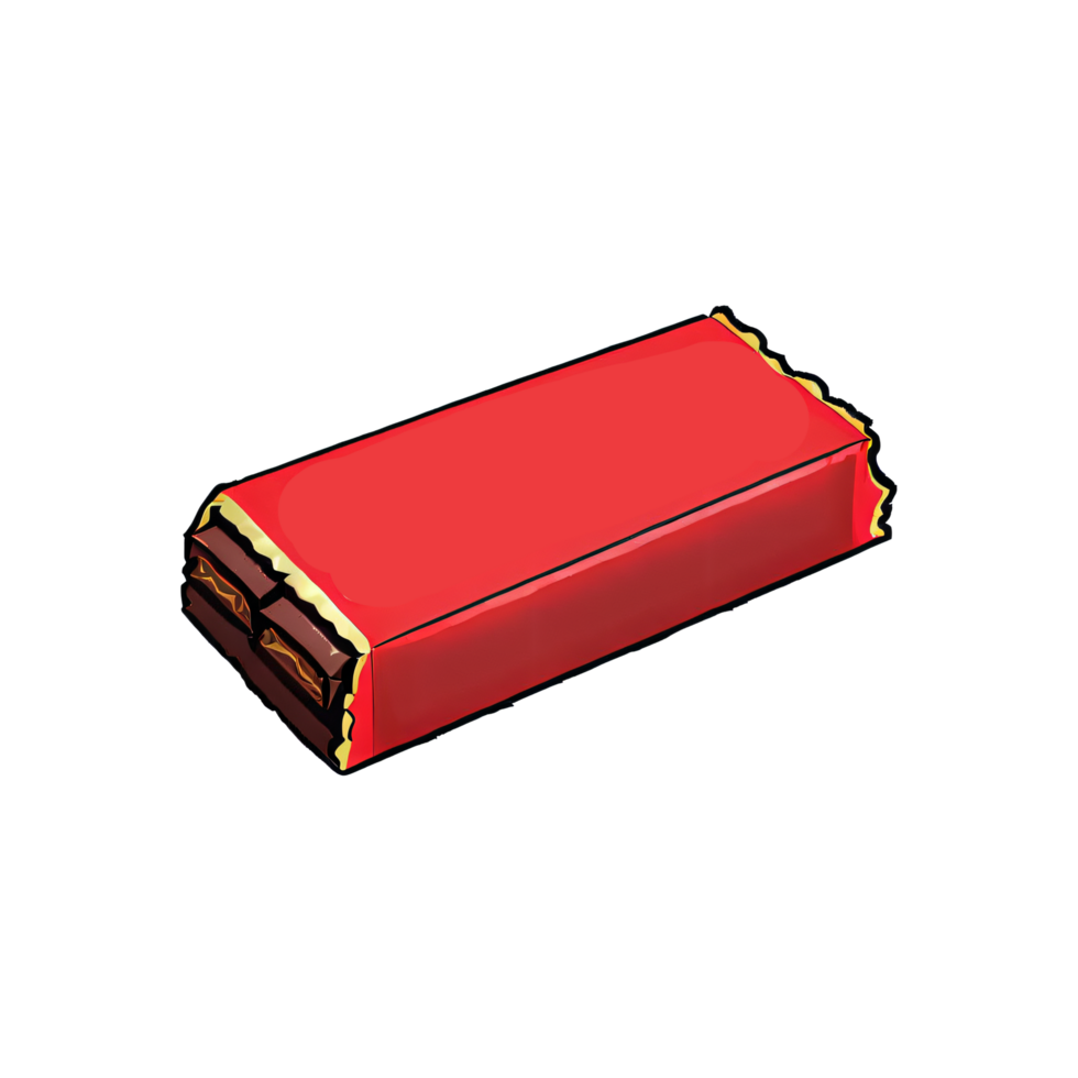 Red Chocolate Bar Hand Drawn Cartoon Style Illustration AI Generated png