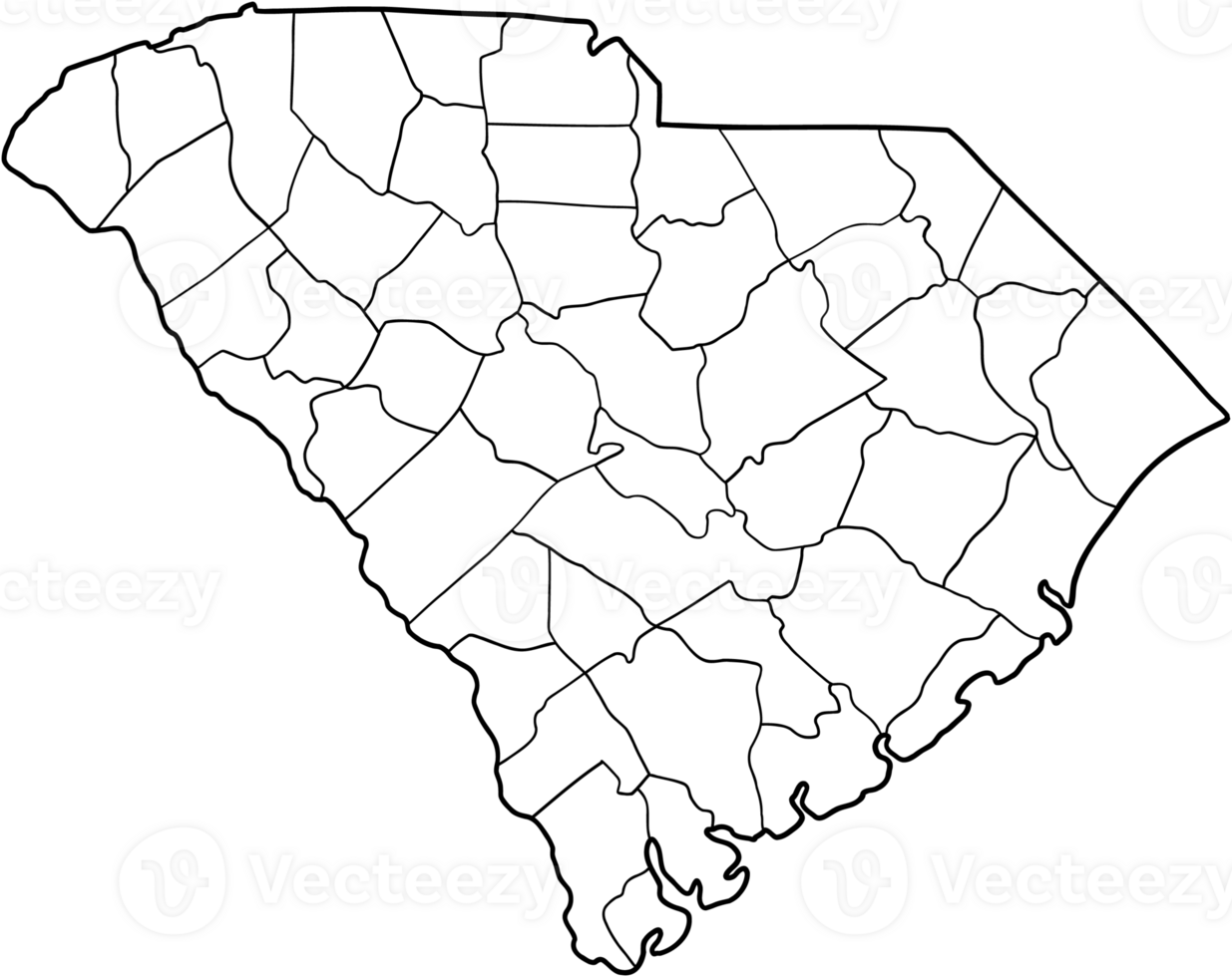 doodle freehand drawing of south carolina state map. png