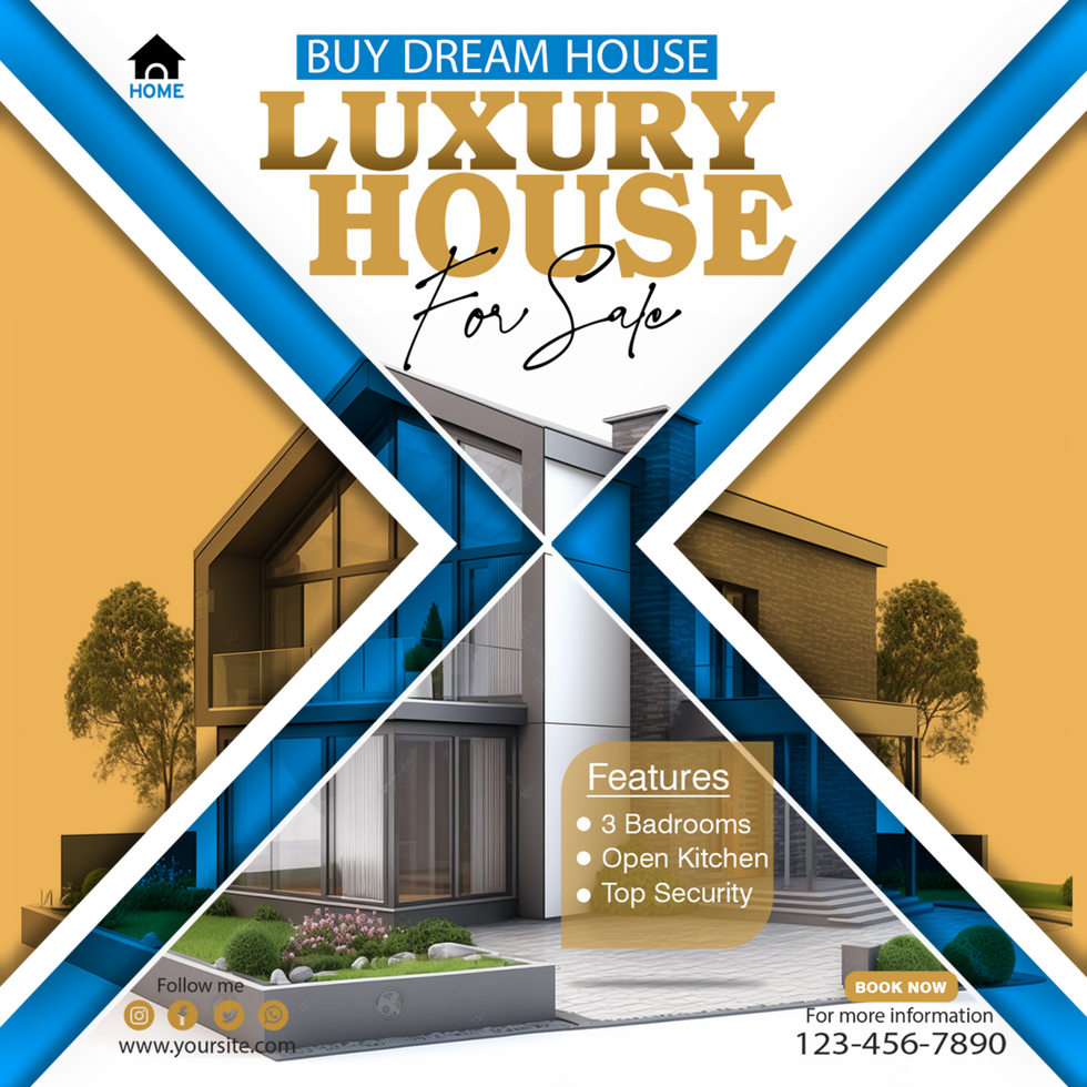 Real estate house property instagram post or square web banner template psd