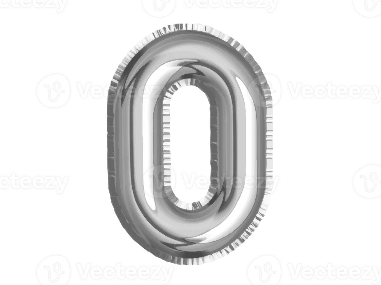 Silver number zero air balloon for baby shower celebrate decoration party on transparent background png