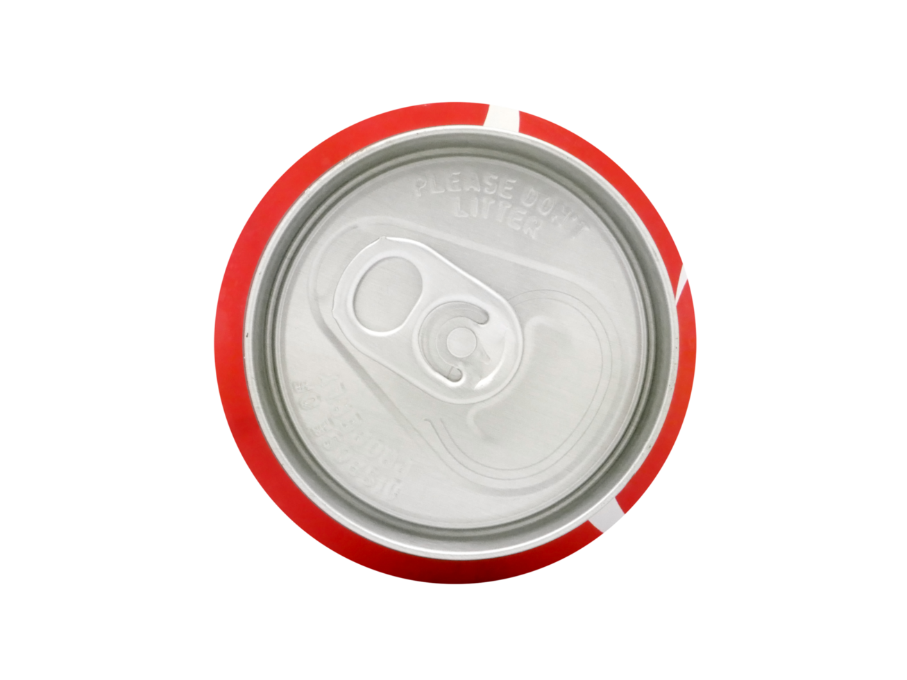 Drink red and silver can top view on transparent background png