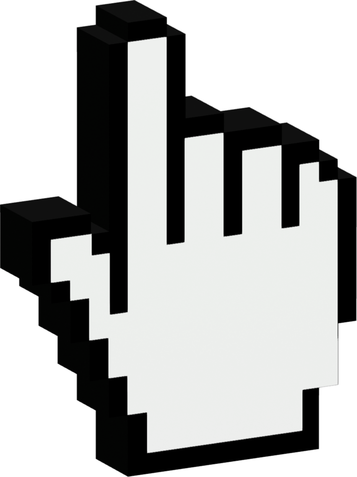 isolato computer classico topo controllo dito cursore pointer 8 bit pixel icona png