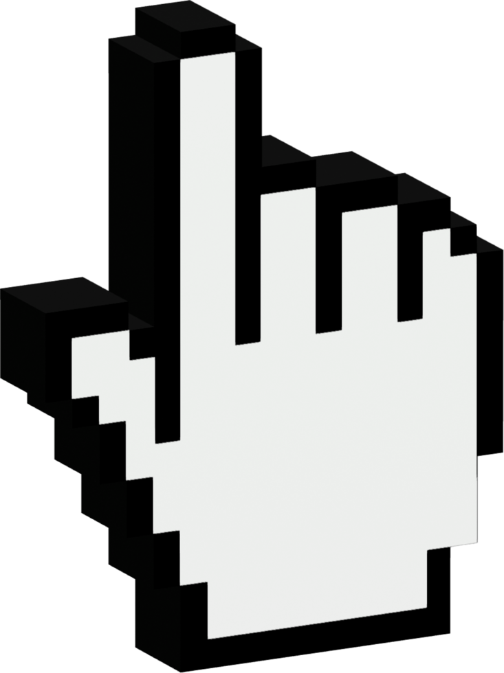 geïsoleerd computer klassiek muis controle vinger cursor wijzer 8 stukjes pixel icoon png