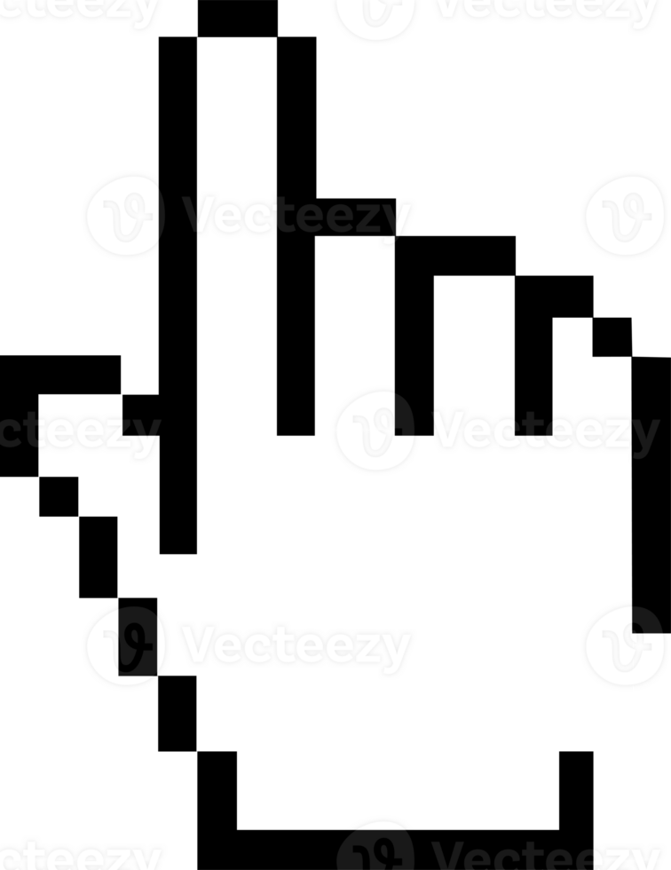 Isolated computer classic mouse control finger cursor pointer 8 bits pixel icon png