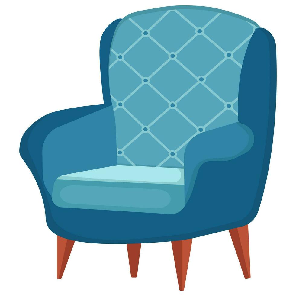 Cozy armchair on white background. Cartoon style. Vector illustration.