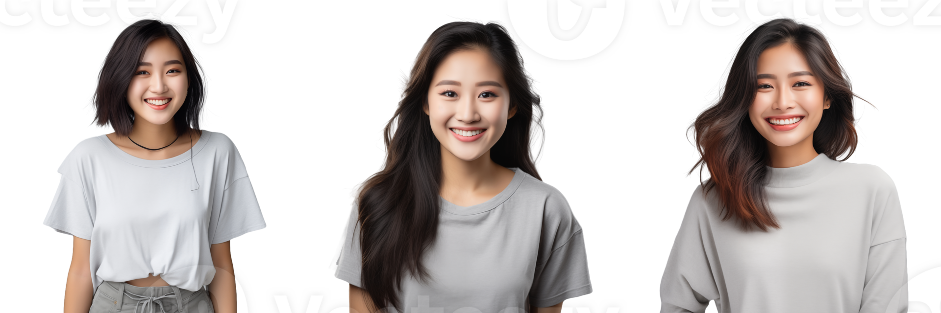 Beautiful young Asian woman dressed casually transparent background AI Generative png