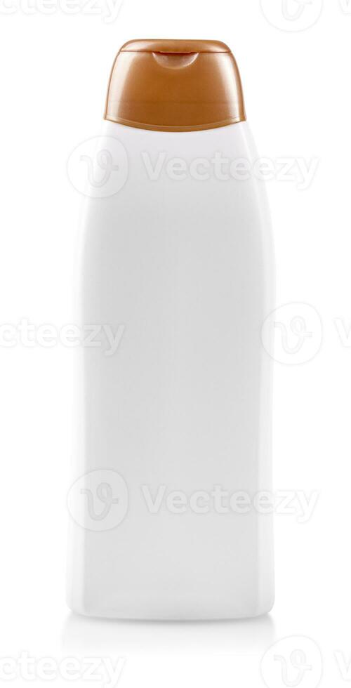 White blank plastic bottle on isolated background photo