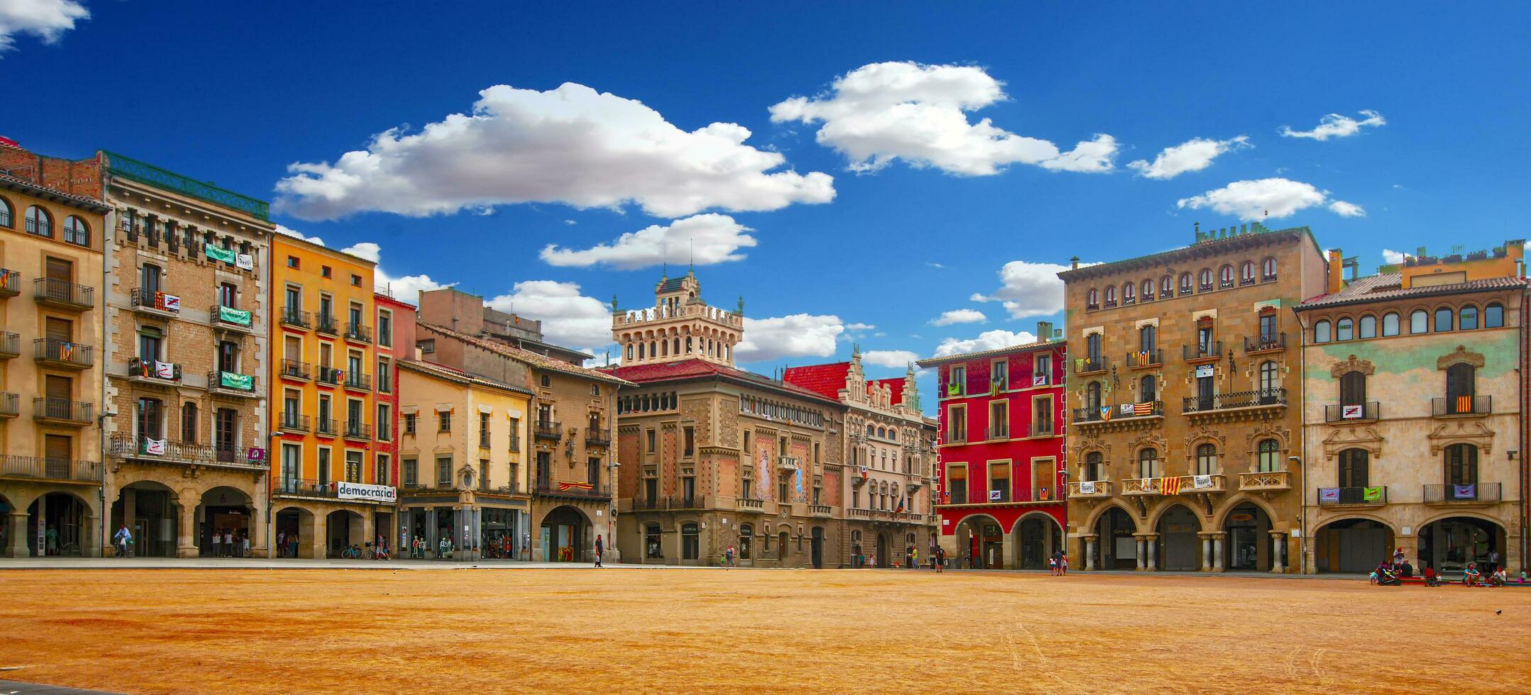 Plaza Mayor in Vic, Catalonia, Spain. Selective focus photo