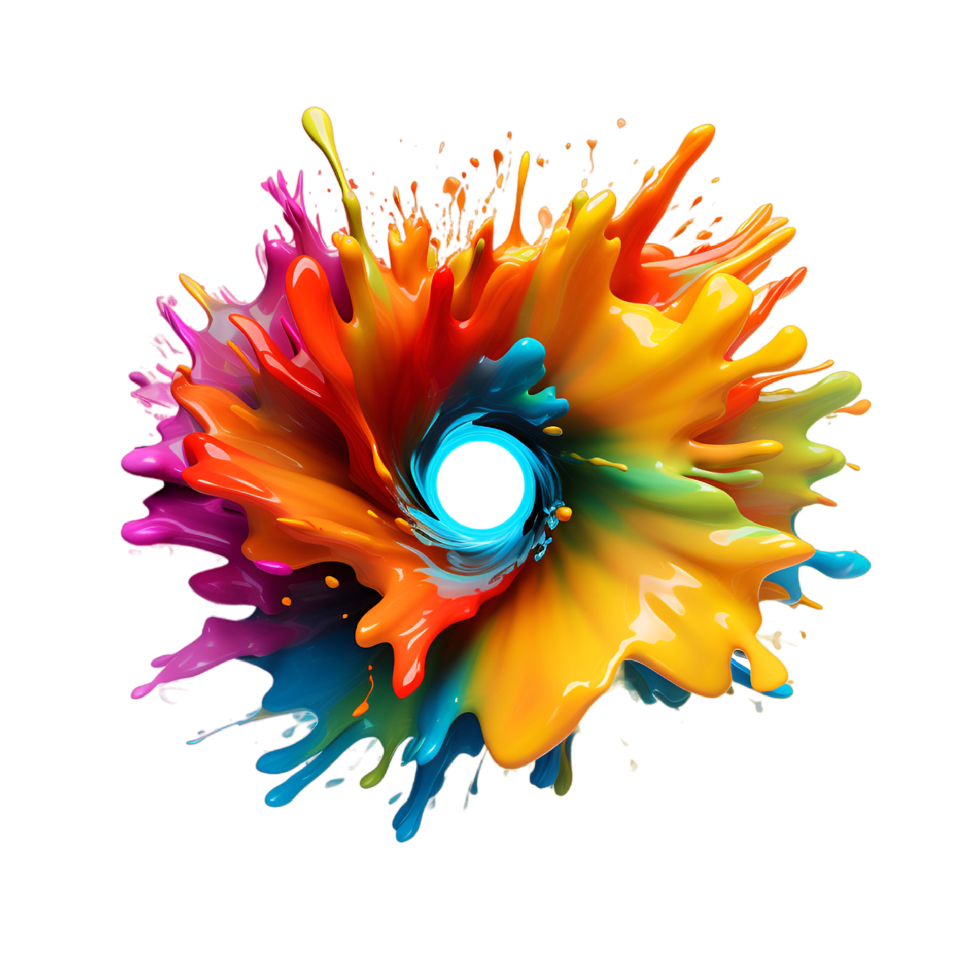 brightly colored paint splashing Bright ink or watercolor splash