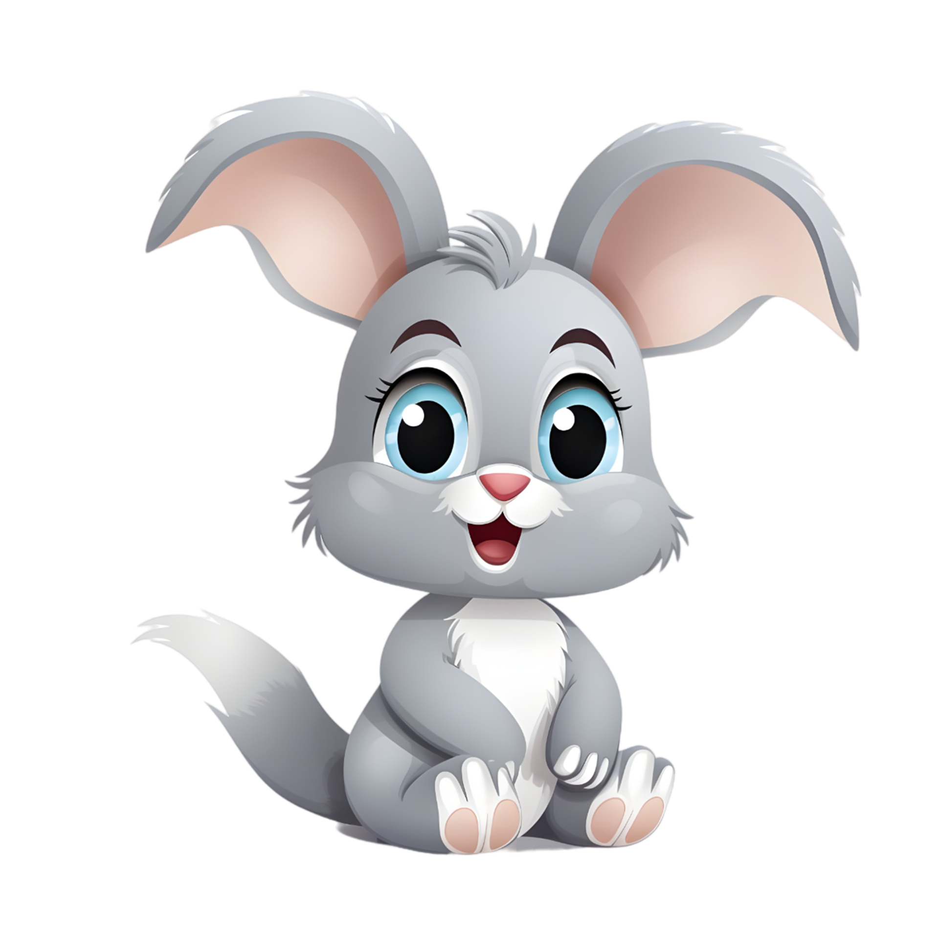 cartoon rabbit sitting on the ground with big eyes Cute bunny sitting
