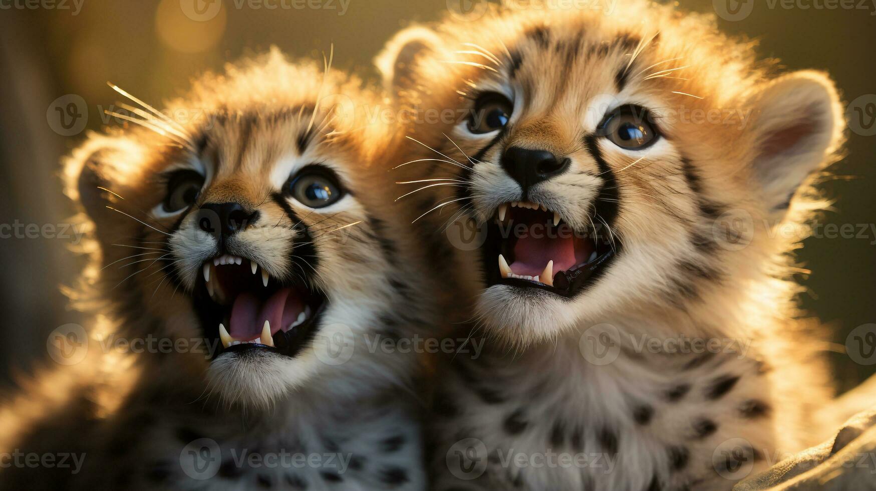 photo of heart-melting two Cheetahs with an emphasis on expression of love. Generative AI