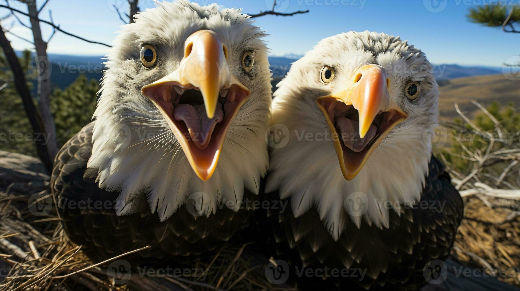 photo of heart-melting two Bald Eagles with an emphasis on expression of love. Generative AI