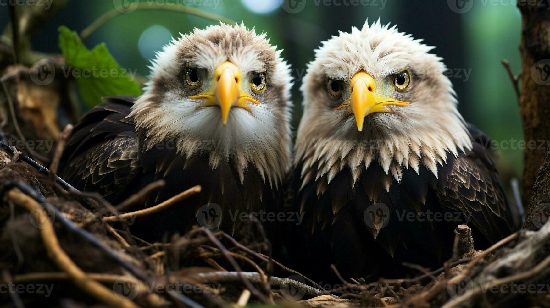 photo of heart-melting two Bald Eagles with an emphasis on expression of love. Generative AI