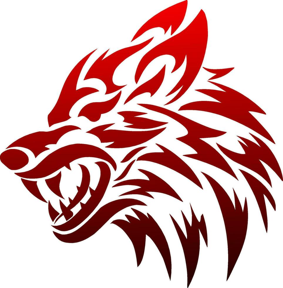 ilustración vector gráficos de tribal Arte rojo lobo cabeza tatuaje