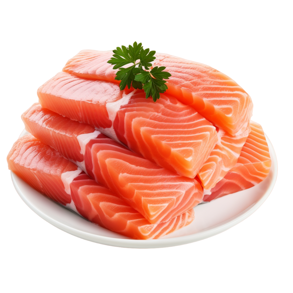 Fresh salmon fillet cut into pieces Slices of Salmon Food Salmon