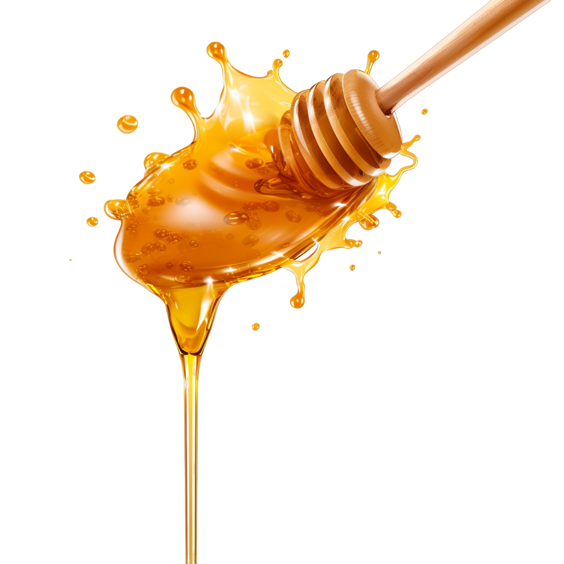 Set Honey Puddle With Stick and glass jar honey stick with dripping